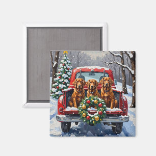 Irish Red Setter Weihnachtsroter LKW Feiertag Magnet
