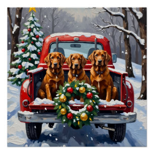 Irish Red Setter Weihnachtsroter LKW Feiertag Poster