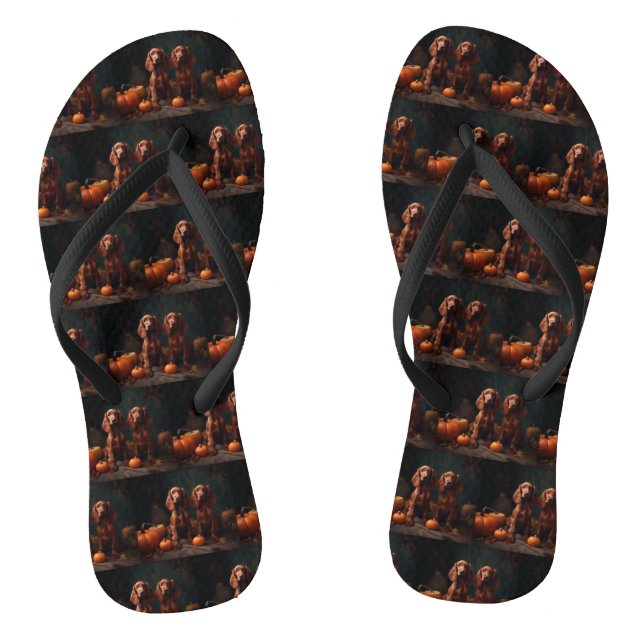 Irish Red Setter Welppy Autumn Delight Pumpkin Flip Flops (Fußbett)