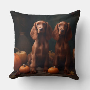 Irish Red Setter Welppy Autumn Delight Pumpkin Kissen