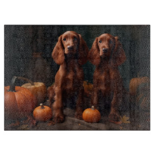 Irish Red Setter Welppy Autumn Delight Pumpkin Schneidebrett