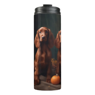 Irish Red Setter Welppy Autumn Delight Pumpkin Thermosbecher
