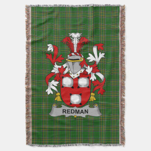 Irish Redman Coat of Arms Familienwappen Irland Decke