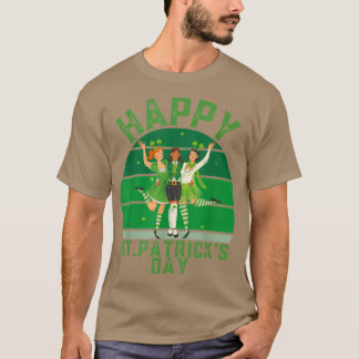 Irish Retro Sunset Kleeblatt, Happy St Patrick's D T-Shirt