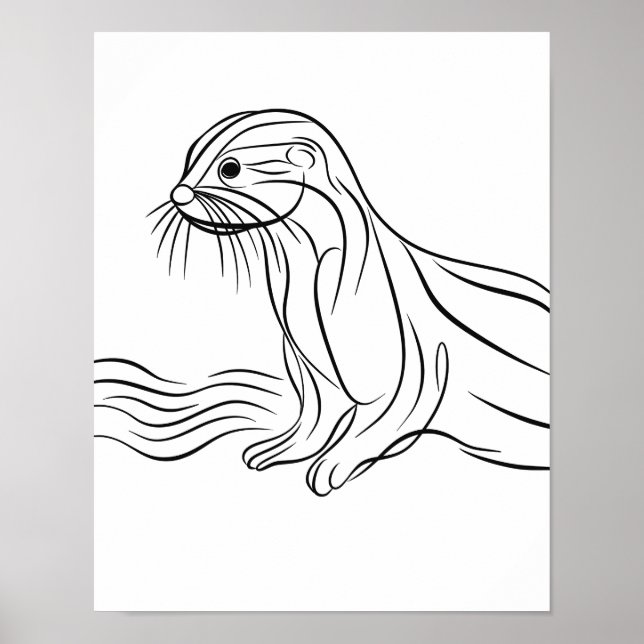 Irish River Otter Line Art Poster (Vorne)