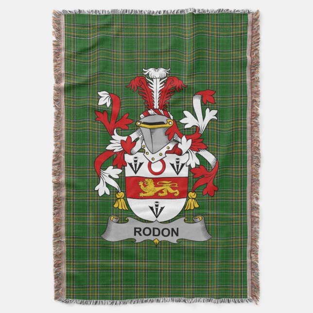 Irish Rodon oder Rodden Coat of Arms Familienwappe Decke (Vorderseite Vertikal)