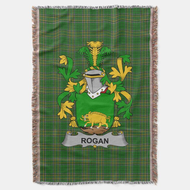 Irish Rogan oder O_Rogan Coat of Arms Familienwapp Decke (Vorderseite Vertikal)