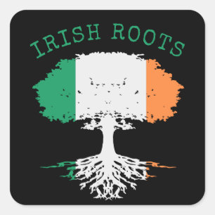 Irish Roots Family Tree Quadratischer Aufkleber