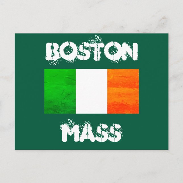 Irish Roots in Boston MA – Bold Flag Graphic Postkarte (Vorderseite)