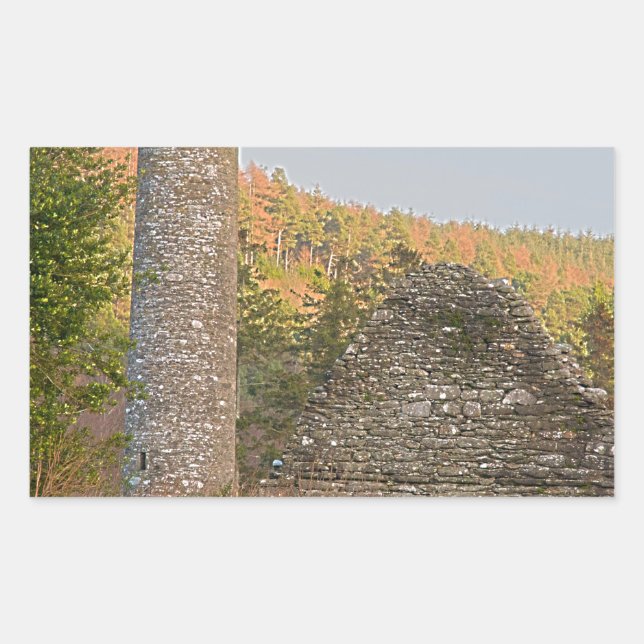 Irish Round Towers Rechteckiger Aufkleber (Vorderseite)