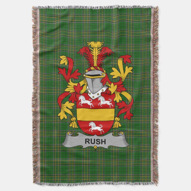 Irish Rush Coat of Arms Familienwappen Irland Decke (Vorderseite Vertikal)
