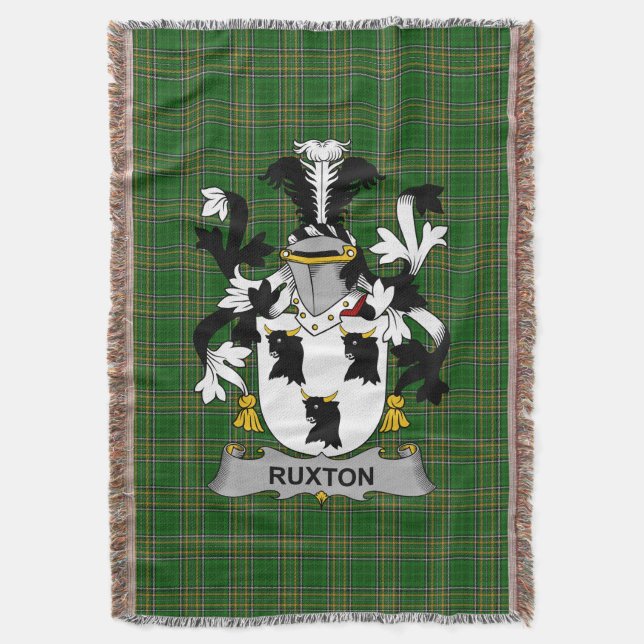 Irish Ruxton Coat of Arms Familienwappen Irland Decke (Vorderseite Vertikal)