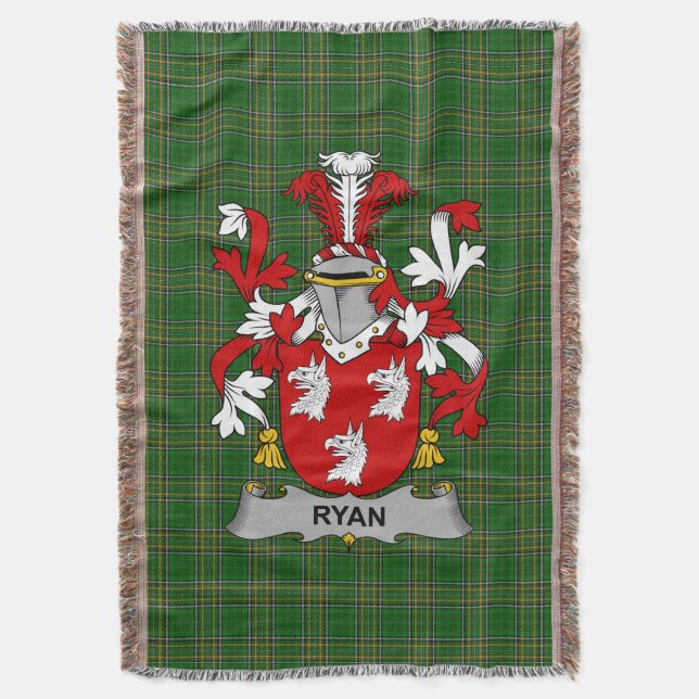 Irish Ryan oder O_Mulrian Coat of Arms Familienwap Decke (Vorderseite Vertikal)