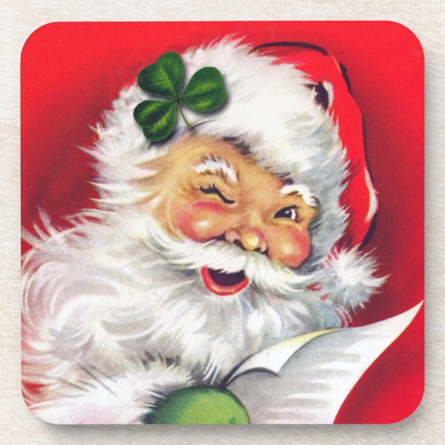 Irish Santa, Irish Christmas, Irland, Getränkeuntersetzer (Vorderseite)