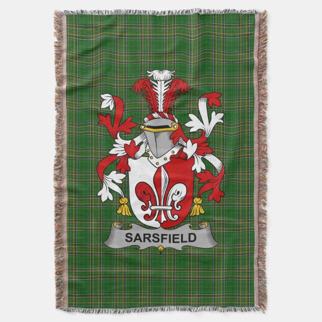 Irish Sarsfield Coat of Arms Familienwappen Irland Decke (Vorderseite Vertikal)