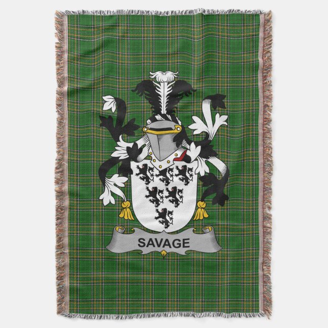 Irish Savage Coat of Arms Familienwappen Irland Decke (Vorderseite Vertikal)