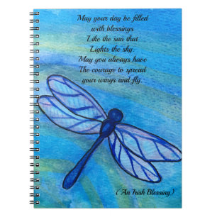 Irish Segen Brave Blue Dragonfly Inspiration Notizblock