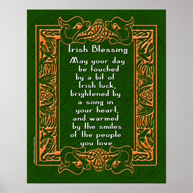 Irish Segen mit keltischem Schriftart und Hintergr Poster (Vorne)
