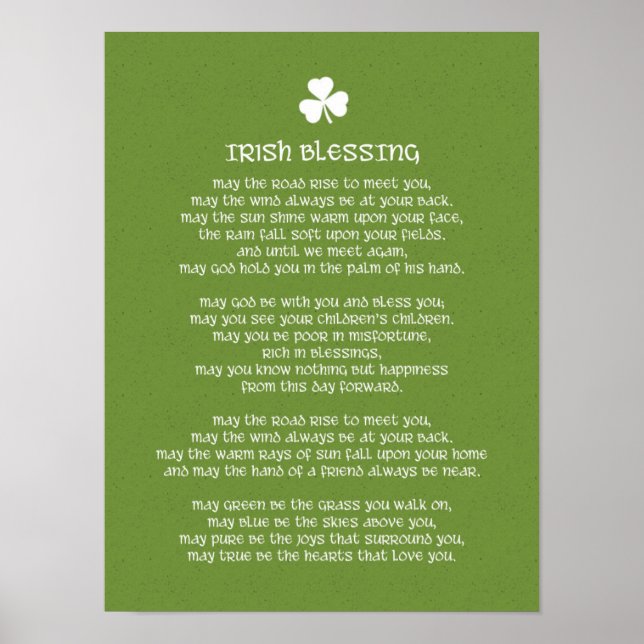 Irish Segen und Kleeblatt Poster (Vorne)