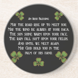 Irish Segen und Kleeblätter Schwarz und Grün Getränkeuntersetzer