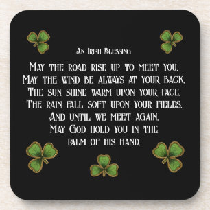 Irish Segen und Kleeblätter Schwarz und Grün Getränkeuntersetzer