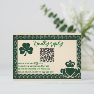 Irish Serenity QR Code Wedding RSVP Card Karte