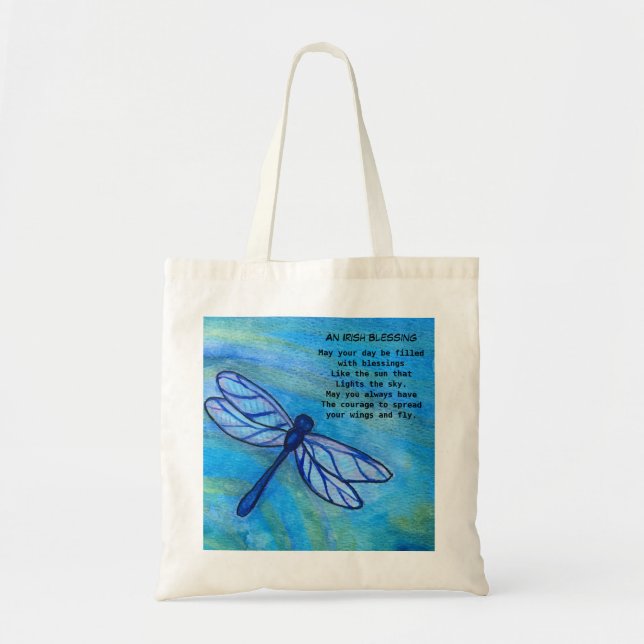 Irish Sessing Brave Blue Dragonfly Inspiration Tragetasche (Vorne)