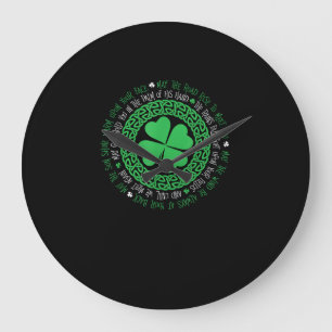 Irish Sessing Celtic Knot 4 Leaf Clover - St. Pat Große Wanduhr