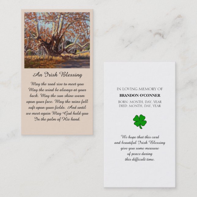 Irish Sessing Memorial Sympathy Card Visitenkarte (Vorne/Hinten)