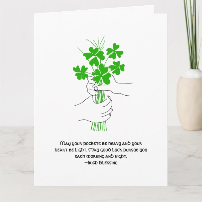 Irish Sessing mit Vierblättriges Kleeblatt Bouquet Karte (Vorderseite)