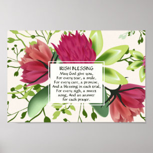 Irish Sessing Red Pink Green Cloud Floral Poster