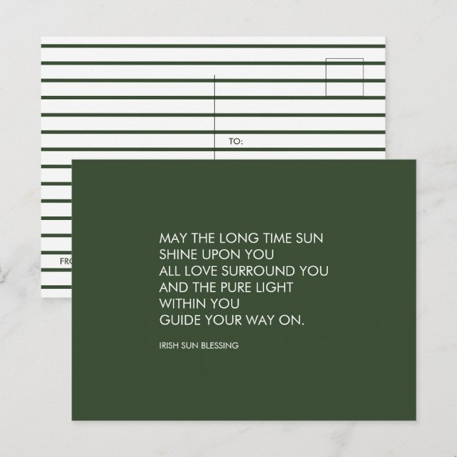 Irish Sessing Sage Green Stripe St Patricks Day Postkarte (Vorne/Hinten)