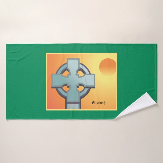 Irish Sessings Cross Personalisiert Badehandtuch (Badehandtuch)