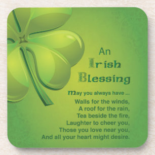 Irish Sessings Green Kleeblatt, keltisch Getränkeuntersetzer