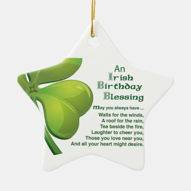 Irish Sessings Green Kleeblatt, keltisch Keramik Ornament (Vorne)