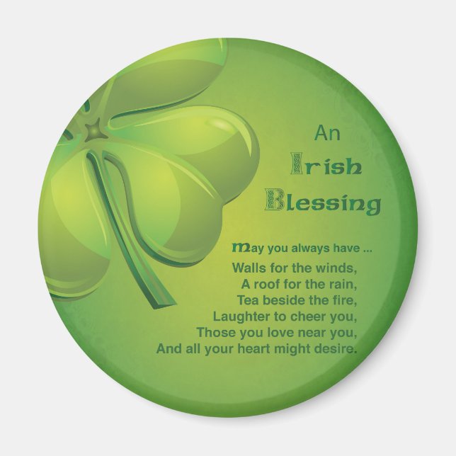 Irish Sessings Green Kleeblatt, keltisch Magnet (Vorne)