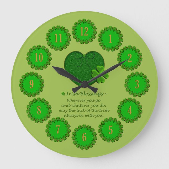 Irish Sessings Round Wall Clock Große Wanduhr (Vorderseite)