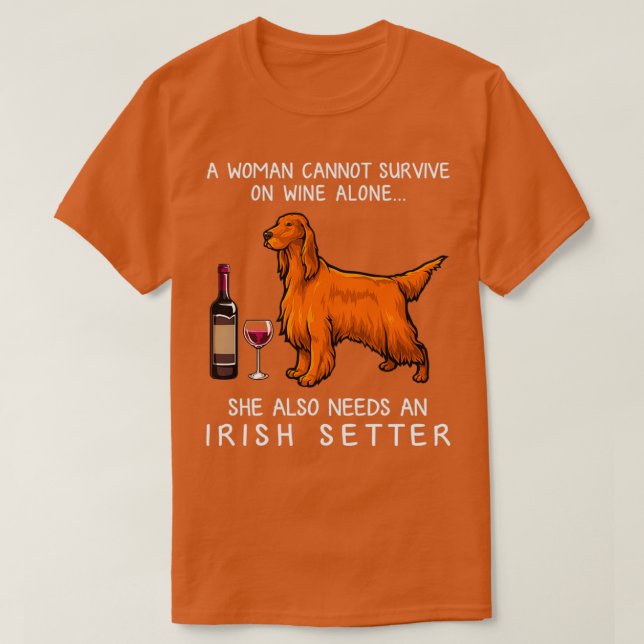 Irish Setter and wine Funny dog  T-Shirt (Design vorne)
