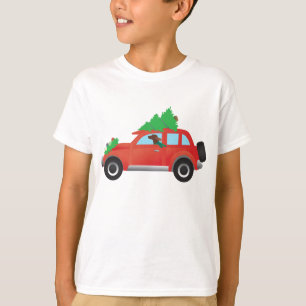 Irish Setter Auto mit Weihnachtsbaum T-Shirt