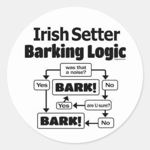 Irish Setter Barking Logic Runder Aufkleber