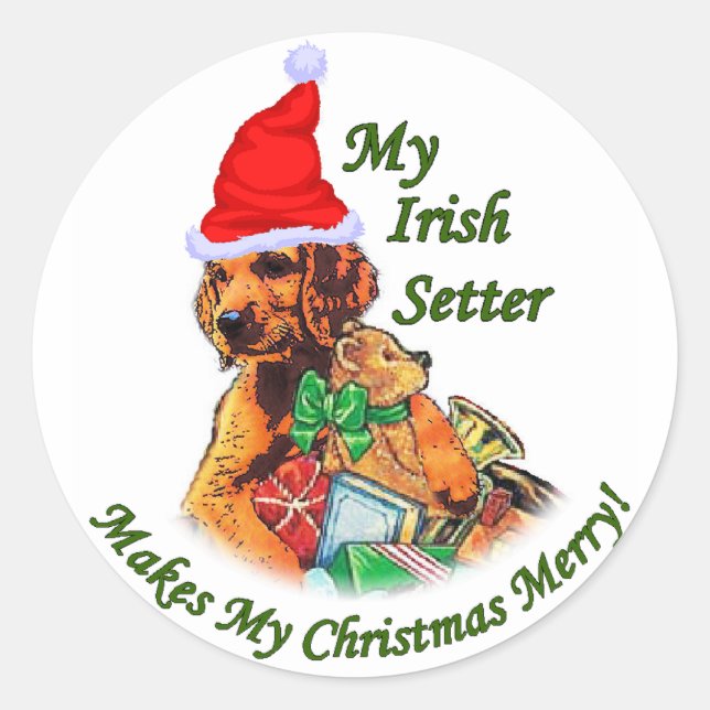 Irish Setter Christmas Geschenke Runder Aufkleber (Vorderseite)