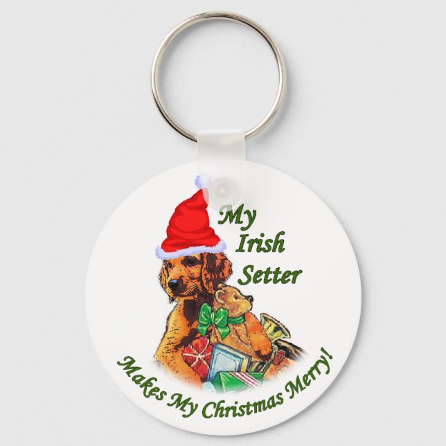 Irish Setter Christmas Geschenke Schlüsselanhänger (Vorderseite)