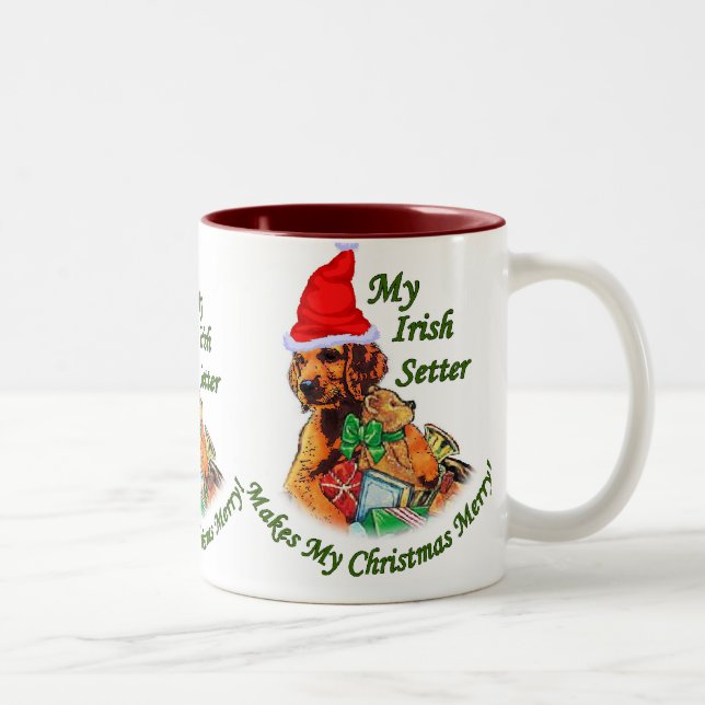 Irish Setter Christmas Geschenke Zweifarbige Tasse (Rechts)