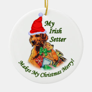 Irish Setter Christmas Keramik Ornament
