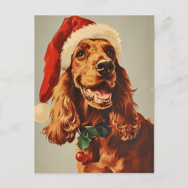 Irish Setter Christmas Postkarte (Vorderseite)