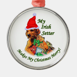 Irish Setter Christmas Silbernes Ornament