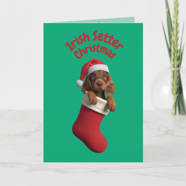 Irish Setter Christmas Strumpf Karte (Vorderseite)