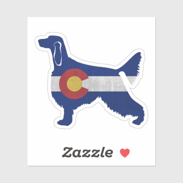Irish Setter Dog Breed Colorado Flag Silhouette Aufkleber (Blatt)
