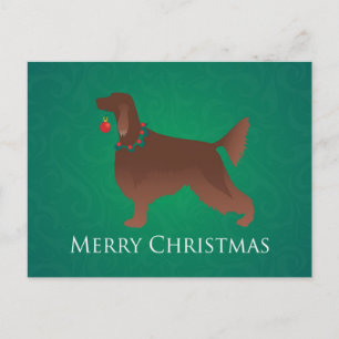 Irish Setter Dog Frohe Weihnachtsgestaltung Feiertagspostkarte