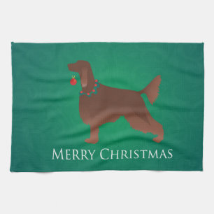 Irish Setter Dog Frohe Weihnachtsgestaltung Geschirrtuch